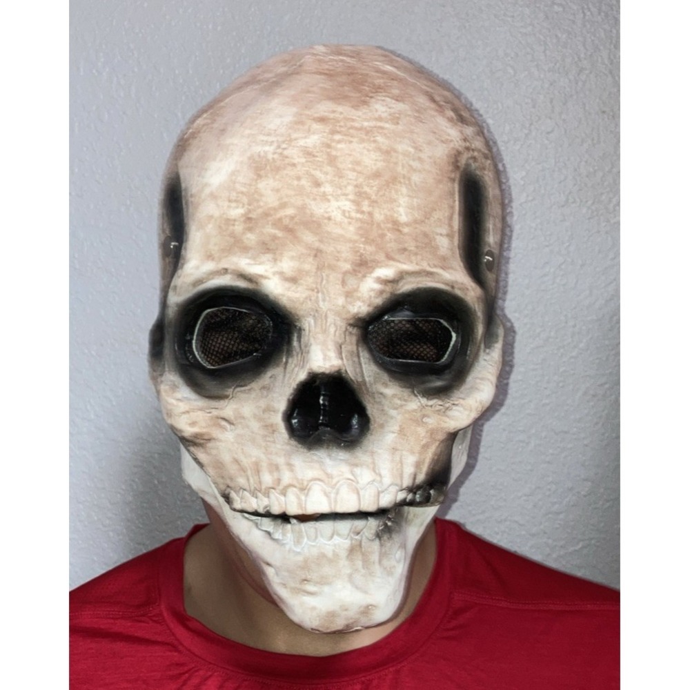 Creepy Halloween Full Head Skull Mask with Moving Jaw - Costume, Cosplay & More